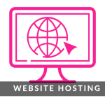 Website Hosting Harare Zimbabwe An image thumbnail in magenta showing a computer icon with a icon and a mouse pointer for website hosting.